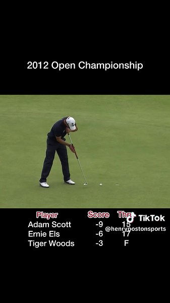 In the 2012 Open Championship at Royal Lytham & St Annes, Adam Scott held a commanding four-stroke lead with just four holes remaining - before collapsing with bogeys on the 15th, 16th, 17th, and 18th holes. Ernie Els, playing ahead of Scott, maintained steady play and birdied the 18th, ending in a final round of 68 and a tournament total of 273 (−7). This score placed Els one stroke ahead of Scott, who finished with a final round of 75, totaling 274 (−6). Scott’s collapse began on the 15th hole