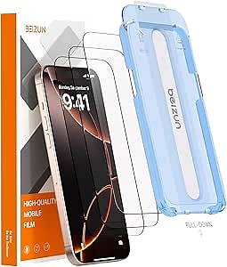 Beizun for iPhone 12 Pro Max Screen Protector 3-Pack: Military 9H Tempered Glass, Easy Installation, Full Coverage, Anti-Scratch & Fingerprint Defense
