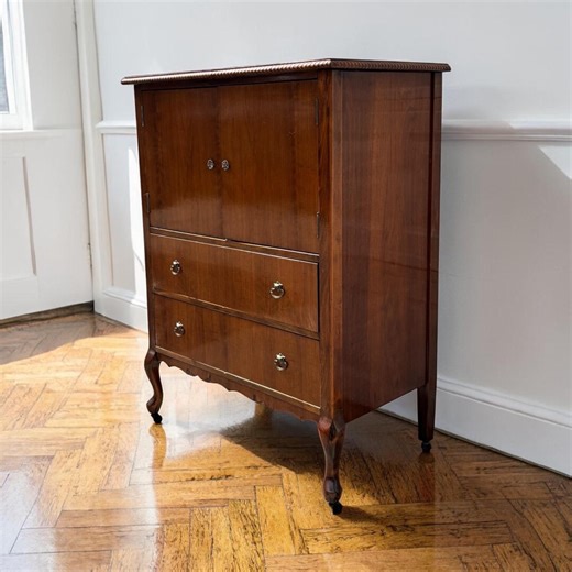 Antique Gentleman’s Chest Cabinet | Lingerie Chest With Doors | Queen Anne Style Mahogany Dresser | Small Armoire Storage | Vintage Wood - Etsy