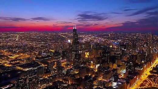 航拍美国芝加哥超美夜景，金碧辉煌、震撼人心，绝对世界一线城市