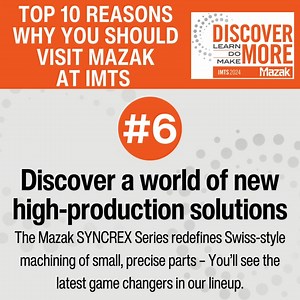 Step into a new era of high-production machining with Mazak’s SYNCREX Series✨ At International Manufacturing Technology Show 2024, experience Swiss-style precision like never before. Discover how these innovations can transform your small-part manufacturing. Visit us in booth 338300 to see it all in action. https://discovermorewithmazak.com/ | Mazak North America | Facebook