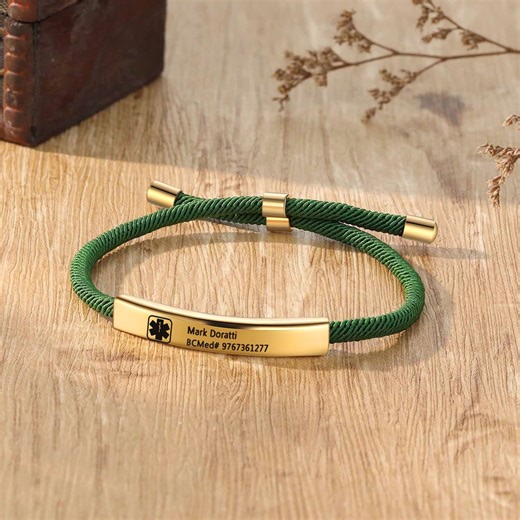 Medical Alert Bracelet, Personalized Medical Rope Bracelet With Engraving, ID & Medical Bracelets, Minimalist Emergency Jewelry for Her Him - Etsy