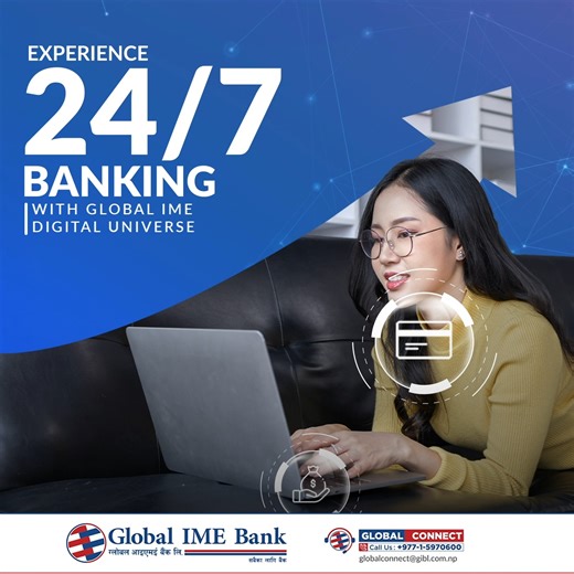 Enjoy the power of 24/7 banking with Global IME Digital Universe for seamless financial management at your fingertips, anytime, anywhere. Explore Digital Universe: https://digitaluniverse.gibl.com.np/ #GlobalIMEBank #DigitalUniverse | Global IME Bank Limited