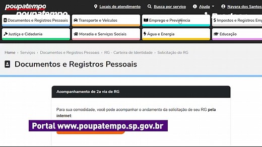 Acompanhe o processo de emissão da 2ª via do RG nos canais digitais do Poupatempo. No aplicativo clique em Serviços / Documentos pessoais / RG e antecedentes / Acompanhamento da 2ª via do RG, e preencha os dados solicitados. No portal (www.poupatempo.sp.gov.br), clique em Documentos e Registros Pessoais / RG / Acompanhamento da 2ª via do RG, e clique no botão laranja. Veja o passo a passo no tutorial | Poupatempo