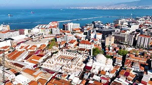 Place of worship of Islam, mosques and minarets drone view