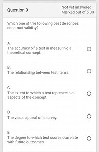 Which one of the following best describes construct validity?... | Filo