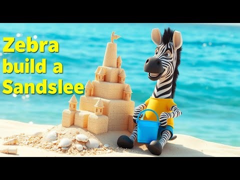 Zebra Builds a Sandcastle 🦓🏰 | Beach Fun Nursery Rhyme for Kids | Sandcastle Build Song