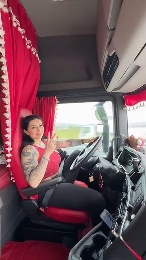 Elegance Behind the Wheel – Lady Trucker With Scania Power! 🚛💖 #ladytrucker #automobile #travel