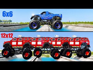 Long vs Normal Monster Truck (4х4 vs 12x12) #4 - Beamng drive