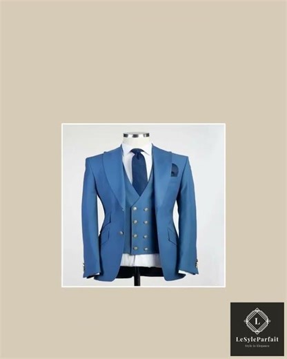 men 3-piece suit, business-formal suit, single-breasted suit single-breasted solid elegant men's ...