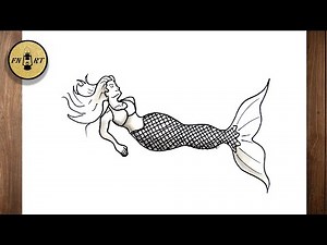 How to draw a realistic mermaid step by step easy