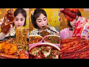 Chinese food mukbang - eating a lot of Chinese food | Spicy noodles and Snack mukbang