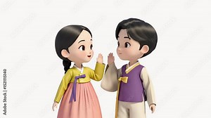 Two cartoon characters in traditional clothing.