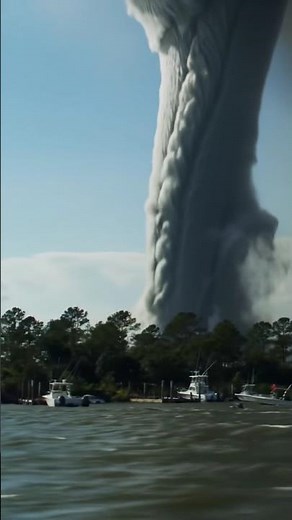 Tornado of the Sea: Waterspout Ravages the Coastline #Waterspout #Tornado #Scary #Ocean #Storm