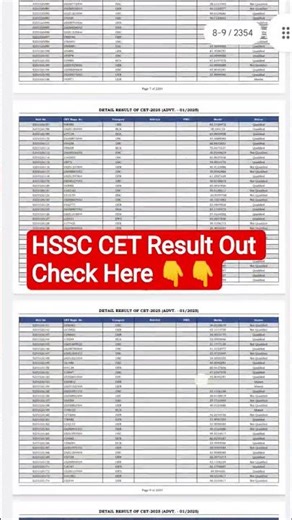 HSSC CET Result Out | Download Pdf Link 👇 | #hssc
