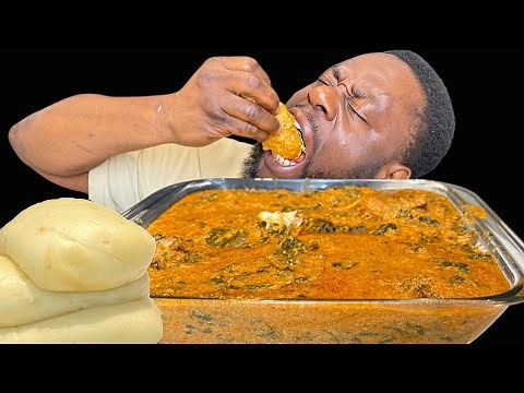 ASMR FUFU & EGUSI SOUP MUKBANG | Tilapia fish | African food (Satisfying Sounds)