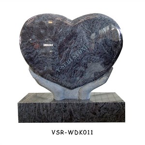 [Hot Item] Blue Granite Heart Shaped Gravestone Hands Holding Granite Monuments-Headstones