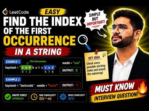 Find the Index of the First Occurrence in a String | LeetCode Easy | C++