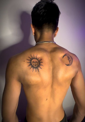 Unique Back Tattoo Ideas for Men: Sun and Moon Designs