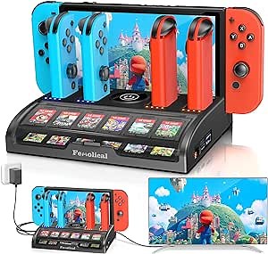 Switch TV Dock Station for Nintendo Switch/OLED with 4K HDMI Output | All-in-one Docking Station with 4K/1080P HDMI, for Joycon Controller Accessories with 12 Game Slots, ready-to-play setup
