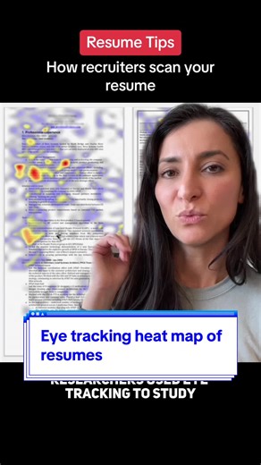 Eye heat map of how recruiters scan your resume #careertips #jobsearch #resumewriting #interviewtips #hiring #hr #recruitment #jobseeker #careercoach #worklife #professionaldevelopment #jobmarket