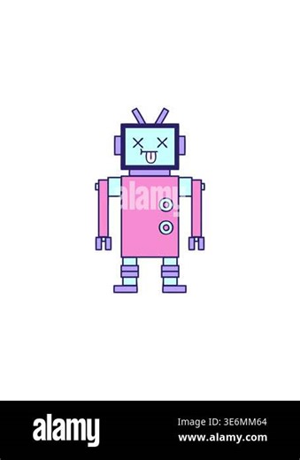 splitting effect animation of cartoon of a robot drawing Stock Video Footage - Alamy