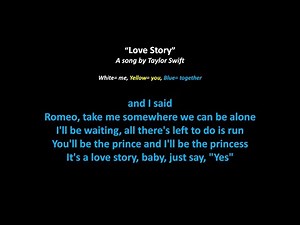 Love Story (Karaoke Duet) | Yellow = You | White = Me | Blue = Together
