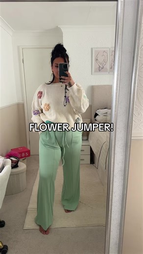 Been waiting for this to come back in stock so i can show you it! How adorable is this! #floraljumper #embroidedjumper #springjumper #plussizejumper #midsizejumper #flowerjumper