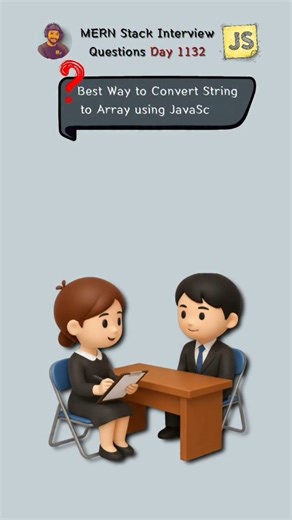 PC Prajapat ll Software Engineer on Instagram: "How to convert a string to an array in JavaScript? 🔥 In this reel, you’ll learn the best and most commonly used method to convert a string into an array using the split() function. This concept is very important for JavaScript interviews and real-world coding. Save this reel for later and keep practicing 🚀 👉 Follow me @codebypc for daily MERN tips. #JavaScript #JSInterview #WebDeveloper #CodingTips #LearnJavaScript"