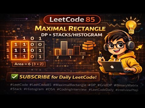 LeetCode 85 | Maximal Rectangle | DP + Stack (Histogram) Explained