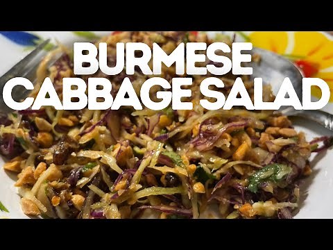 Burmese Colorful Cabbage Salad with lots of Roasted Crushed Peanuts and Lime Juice