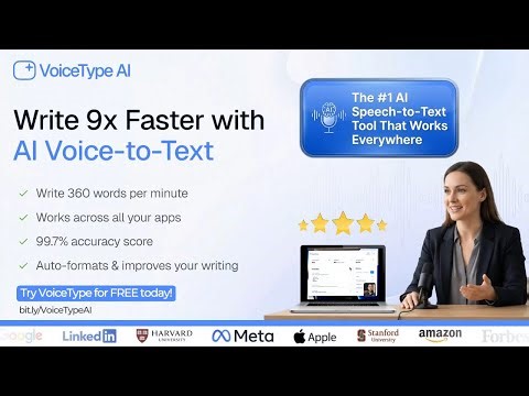 Write 9x Faster with VoiceType – The #1 AI Speech-to-Text Tool That Works Everywhere