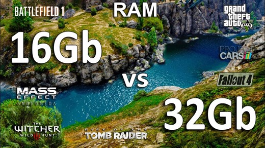 16GB vs 32GB RAM test in 7 games