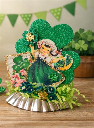 St Patrick's Day Vintage Style Tart Tin Ornament Table Decor | Saint Paddy's Irish Ginger Lass Ireland Decorations | Sweet Vintage Designs - Etsy