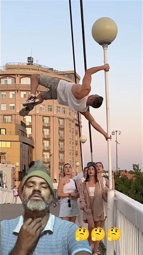 Unbelievable Pole Stunt 😱😂 | Funny Reaction Video #shorts