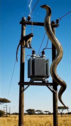 Python and monkey climbed the light tower #monkey #python #animalrescue