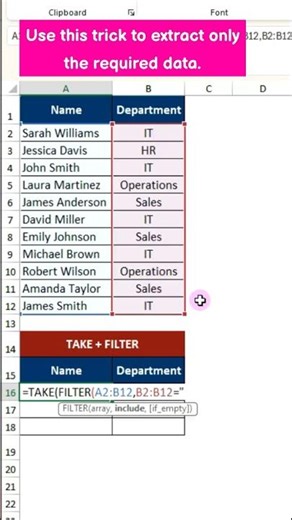 TAKE + FILTER Excel Trick 🔥