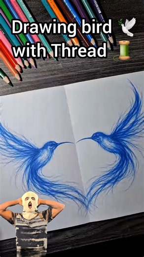 Bird Drawing Using Thread 🐦 | Amazing Thread Art✨ #shorts #drawing #art #viral #diy