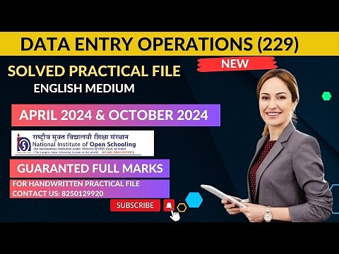 NIOS Class 10th Data Entry Operations (229) Solved Practical File || H.K.Nios Information