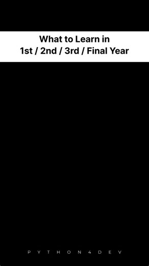 AIX | Python & AI Educator on Instagram: "1st Year: Learn the basics and train your thinking 2nd Year: Strengthen fundamentals and start building 3rd Year: Pick a direction and go deep Final Year: Prepare like a professional, not a student Start early, build projects, stay consistent. Degrees get you eligible. Skills get you hired. #pythondeveloper #coding #programming #informationtechnology #datastructure"