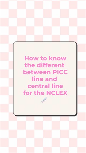 This topic confuses SO many students ⬇️⬇️ …because technically a PICC is a type of central line… but NCLEX questions LOVE testing the differences 👇 🧠 PICC LINE (Peripherally Inserted Central Catheter) • Inserted in the arm → basilic or cephalic vein • Threaded until tip sits in the superior vena cava (SVC) • Used for LONG-TERM therapy: * TPN * chemo * long-term antibiotics * vesicants * frequent blood draws KEY NCLEX CLUE: Patient needs long-term IV access but is stable enough to avoid a neck/