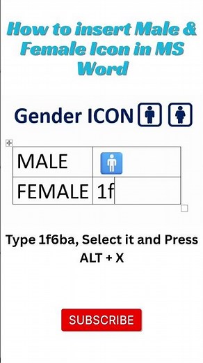 How to Insert Male and Female Symbols in Microsoft Word #mswords