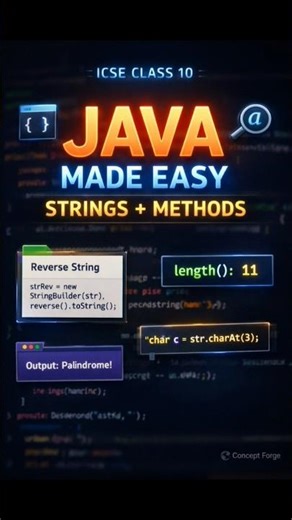 Java made easy 💻: Strings & Methods in 3 minutes. #ConceptForge #class10 #computer #exam #boardexam