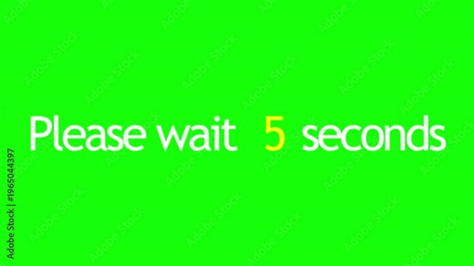 Please Wait 10 Seconds Text Animation Loading Screen on Green Screen