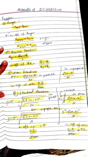 Measure of dispersion formulas #dispersion #statisticsbasics