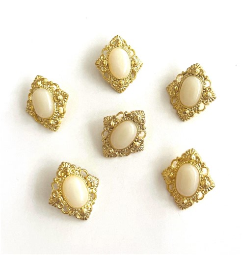 Gold White Baroque Vintage Buttons – Set of 6 – Ornate Shank Buttons for Blazer & Couture Sewing - Etsy
