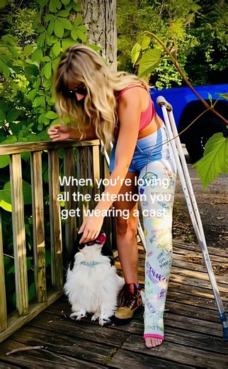 Enjoying Attention While Wearing a Leg Cast