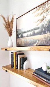 Floating Shelves | Farmhouse Floating Shelf With Black Metal Brackets | Rustic Floating Shelf | Kitchen Shelf | Bathroom Shelves - Etsy