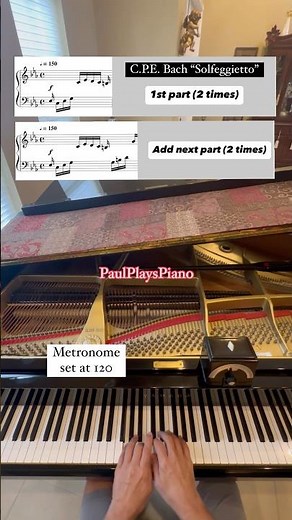 Easy Practice Technique / Tutorial to ↗️ speed 🚀 Metronome practice C.P.E. Bach “Solfeggietto” 🎹