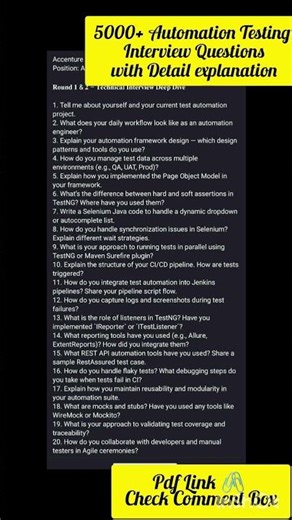 Accenture Automation Testing Interview Questions #accentureinterview #tcs #infosys #short #selenium